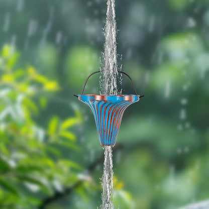 11.5 Ft Rain Chains for Gutters, Metal Rain Chain with 12 Funnel Cups, Rain Catcher Chain for Eaves Drainage, Adjustable Rainwater Chain for Outdoor Decor