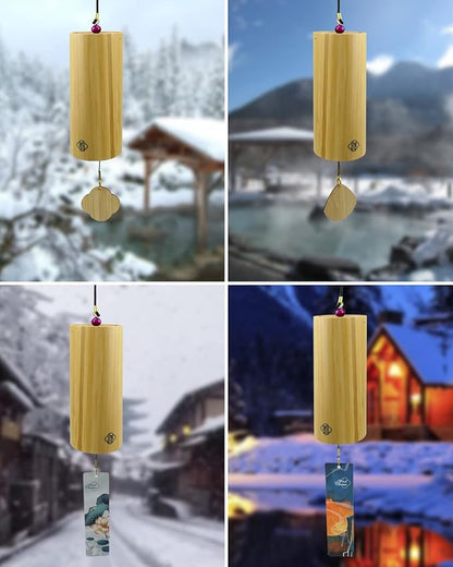 Bamboo Wind C-himes Japanese Wind C-himes for Sound Healing Meditation and Calming Emotions Classic Home Decoration Good Gift for Family Friends (Fm Chord) with Gift Box Wooden Wind Chimes