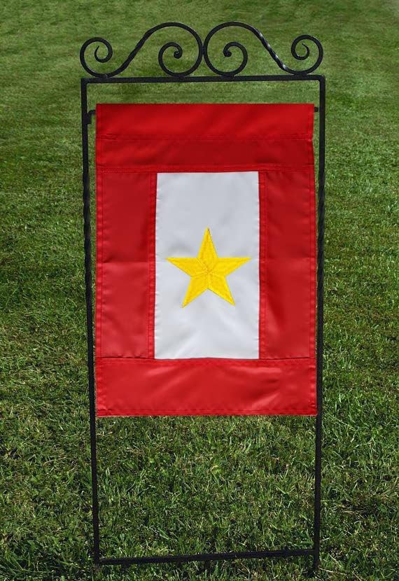 Premium Military Service Garden Flag Embroidered One Golden Star 12.5×18 Inches- Oxford Nylon 210D | USA Family Member On Service Army Navy Marine Corps Decoration Gift Yard House Banner