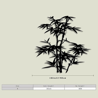 Metal Bamboo Wall Art - Black Silhouette Decor with Natural Design, Iron Indoor/Outdoor Art for Living Room, Bedroom, Patio - Zen Garden & Asian Inspired Home Accent - Easy to Hang(40CM/16IN)