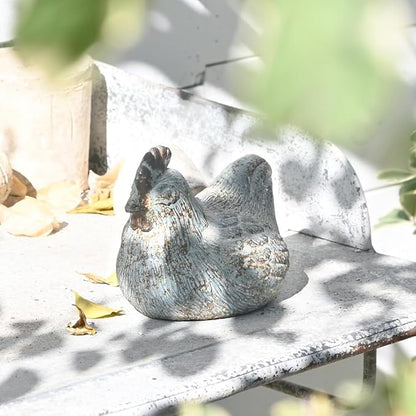 Chicken Figurine Chicken Kitchen Decor Cement Hen Figurine Rustic Hen Garden Statues Figurines Artwork for Outdoor, Backyard, Patio and Home Kitchen Decoration(Blue)
