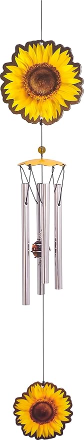 Spoontiques Sunflower Wind Chime - Outdoor Garden Décor - Decorative Chimes for Yard, Garden, Backyard and Patio Decoration