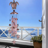 Sea Turtle Wind Chimes Outdoor Indoor Decor - With 4 Tubes 6 Bells 7 Turtles 37In Waterproof Suspension Mobile Tortoise Wind Chimes for Home, Xmas Mom Gifts, Balcony, Festival, Tree, Garden Decoration