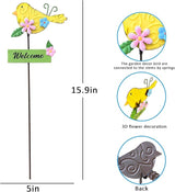 5Pack Metal Bird Decorative Garden Stakes,15.9 Inch Metal Garden Decor for Outside for Spring Decor, Shaking Head Yard Art Garden Decorations for Outdoor Lawn Pathway Patio