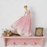 Guichifun Fairy Statue Collection Home Decoration - Pink Leaf Angel Girls Resin Home Garden Decor for Outside or Inside Rustic Fairy Garden Figurines Gifts for Women 8.5 x 5.25 x 12 Inch
