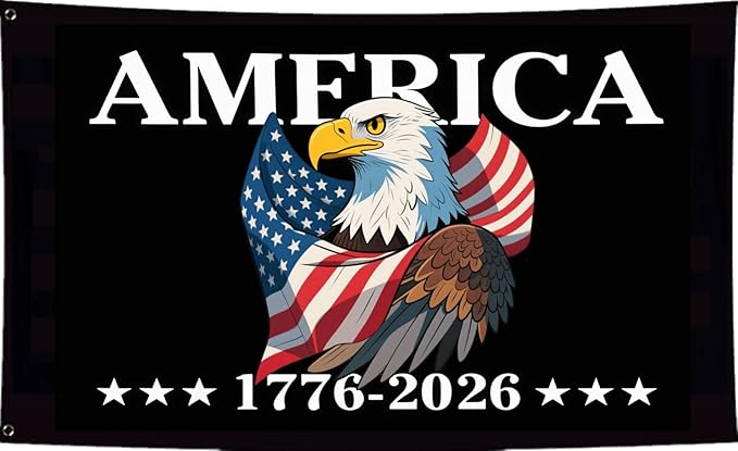 250 Years Of Freedom Black Flags 6X10Ft, 1776-2006, 250th Birthday Flag, Double Side Printed, Men Women Banner,Vibrant Colors, Double Stitched with 2 Brass Grommets, Bar Garden Street Decoration, GYM, Office Decor,Indoor Outdoor Use,Gifts. (6X10FT)