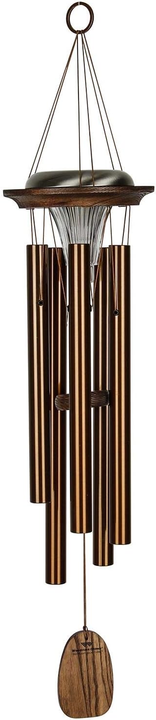 Woodstock Chimes Signature Collection, Moonlight Solar Chime, 29'' Bronze Decor Designs - Solar Chimes Wind Chimes for Outdoor, Patio, Home or Garden Décor (MOONBR)
