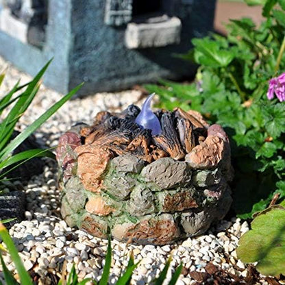 Miniature Fairy Garden Stone Fire Pit with Light
