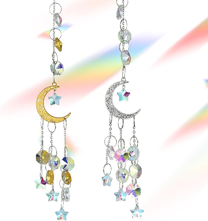 2-Pack Colorful Crystal Suncatchers with Chain Pendant – Hanging Sun Catcher Ornaments, Crystal Balls for Window, Home, Garden, Christmas, Party & Wedding Decorations