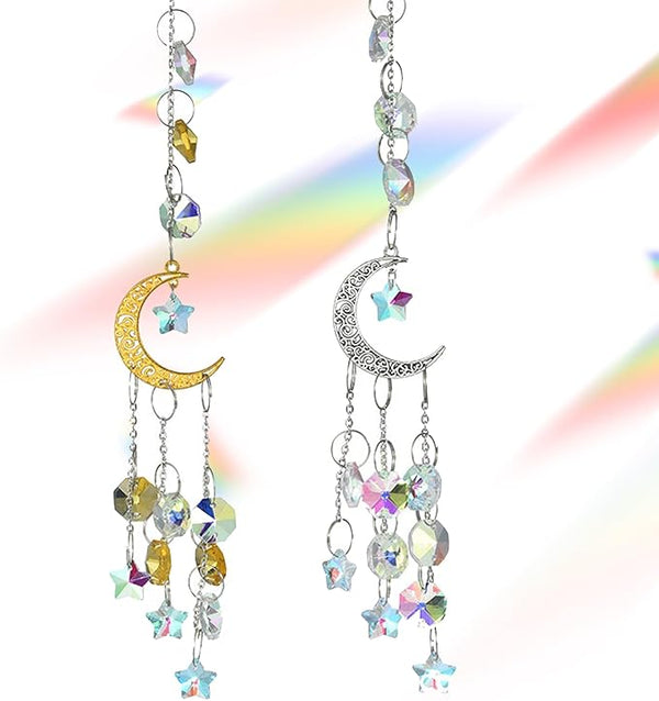 2-Pack Colorful Crystal Suncatchers with Chain Pendant – Hanging Sun Catcher Ornaments, Crystal Balls for Window, Home, Garden, Christmas, Party & Wedding Decorations