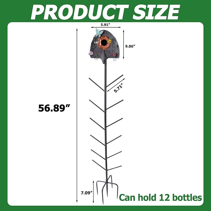 Metal Bird House and Wine Bottle Tree, 2 in 1, Bird Houses with Bottles Tree for Outside,As Garden Yard Decoration for Exterior Party Landscape Decoration