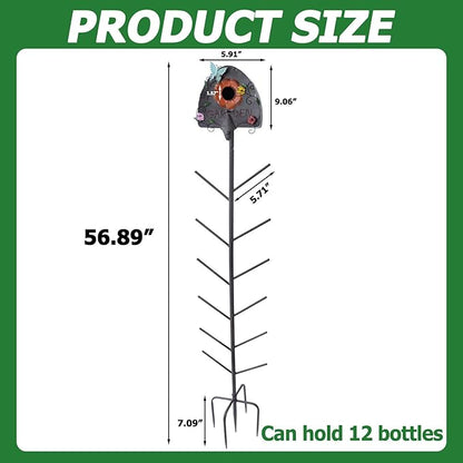 Metal Bird House and Wine Bottle Tree, 2 in 1, Bird Houses with Bottles Tree for Outside,As Garden Yard Decoration for Exterior Party Landscape Decoration