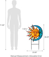 Glitzhome 36.25" H Metal Sun and Moon Garden Stake Decor, Rustic Sun and Moon Yard Art or Antique Wall Decor Outdoor Decorative Garden Decor