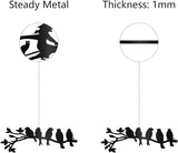 CREATCABIN Birds on Branch Metal Wall Art Decor Iron Wall Art 5 Birds Black Hollow Sculpture Hanging Decor Rustic Tree Ornament Hanging Sign for Indoor Outside Living Room Home Office 12 x 4Inch