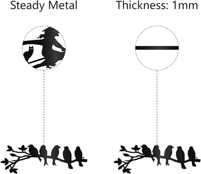 CREATCABIN Birds on Branch Metal Wall Art Decor Iron Wall Art 5 Birds Black Hollow Sculpture Hanging Decor Rustic Tree Ornament Hanging Sign for Indoor Outside Living Room Home Office 12 x 4Inch