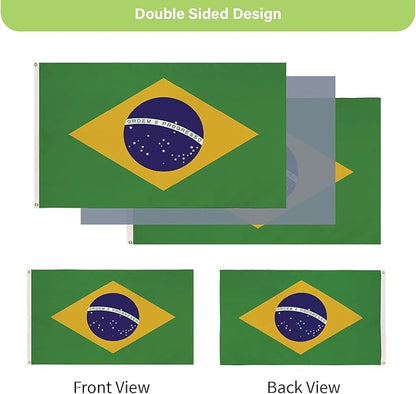 Evergreen Brazil Flag 3x5 flag Outdoor Double Sided, Brazilian flags for Outside with Grommets, 3-Ply Banners for Garden Patio, Indoor Flag for Wall Decor, Works with Standard Estate Flag Poles