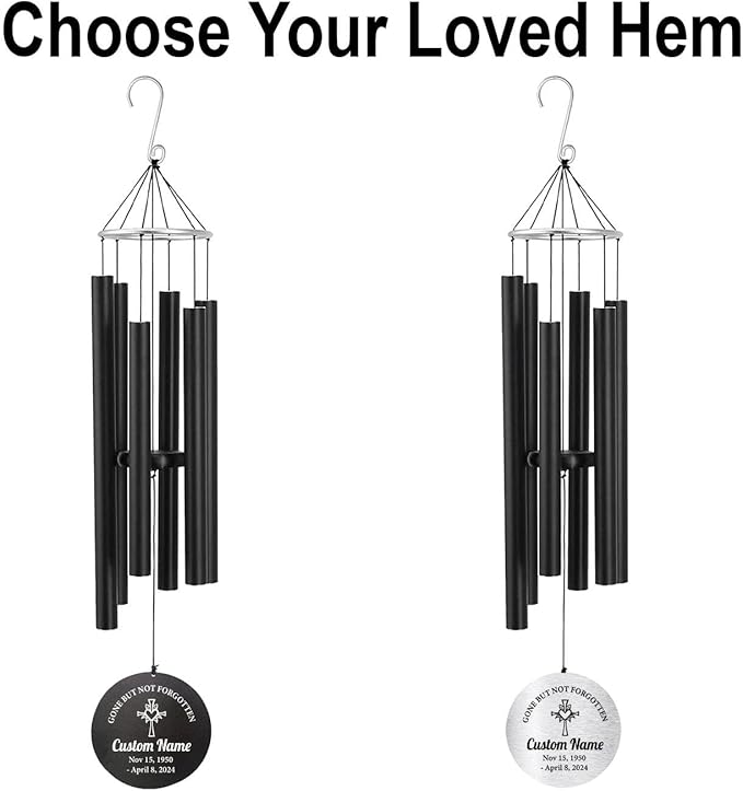 Pwesionalized Sympathy Wind Chimes 30 inch, Memorial Gift for Loss of Mom/Dad/Grandma/Loved one, 42inch Customized Bereavement Gift Idea for Condolences Funeral