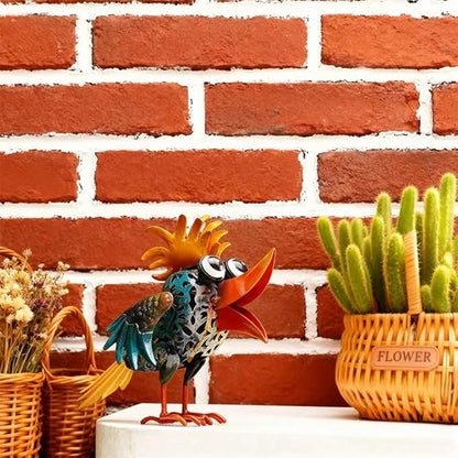 Art Deco Metal Rooster Garden Statue, Weatherproof Outdoor Indoor Decor - Painted Metal Sculpture with Hollow Design, Unique Gift for Housewarming Mother's Day Garden Enthusiasts Yard Housewarming