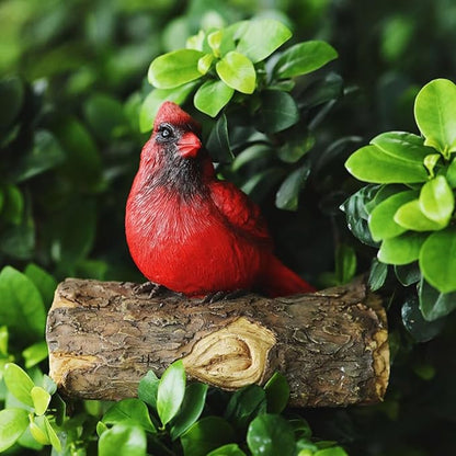 Scicalife Cardinal Garden Decor Red Bird Resin Ornament Hanging on Tree Outdoor Lawn Decorations Hand-Painted Bird Sculpture for Patio and Yard