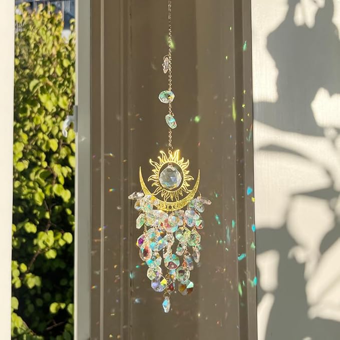 Crystal Suncatcher, Suncatchers for Windows Hanging, Sun Catchers Indoor Window, Unique Crystal Wind Chimes for Indoor & Outdoor Decoration, Gift for Sutffers Home Decor (Multicolour)