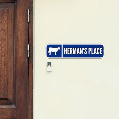 SmartSign Customize Your Own Blue Street Sign with Cow Symbol | 6" x 24" 3M EG Reflective Aluminum