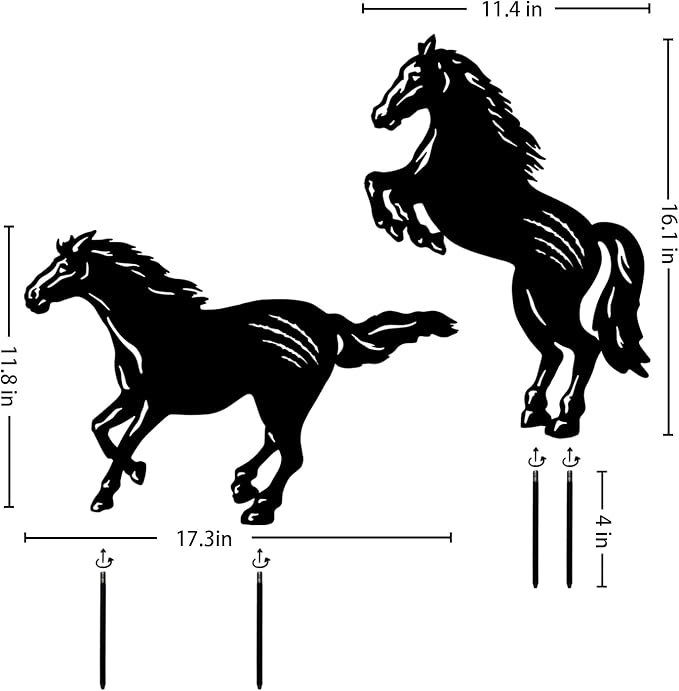 Horse Metal Garden Stakes Decorative Horse Gifts for Women/Men Horse Lovers Gifts,Black Horse Silhouette Statues for Yard Art,Outdoor Decor,Outside,Patio,Lawn Ornaments,Garden Decorations
