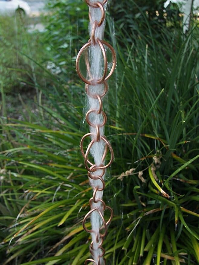Nutshell Stores Circles Link Rain Chain - Copper Plated - 8 Feet