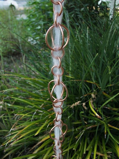 Nutshell Stores Circles Link Rain Chain - Copper Plated - 8 Feet