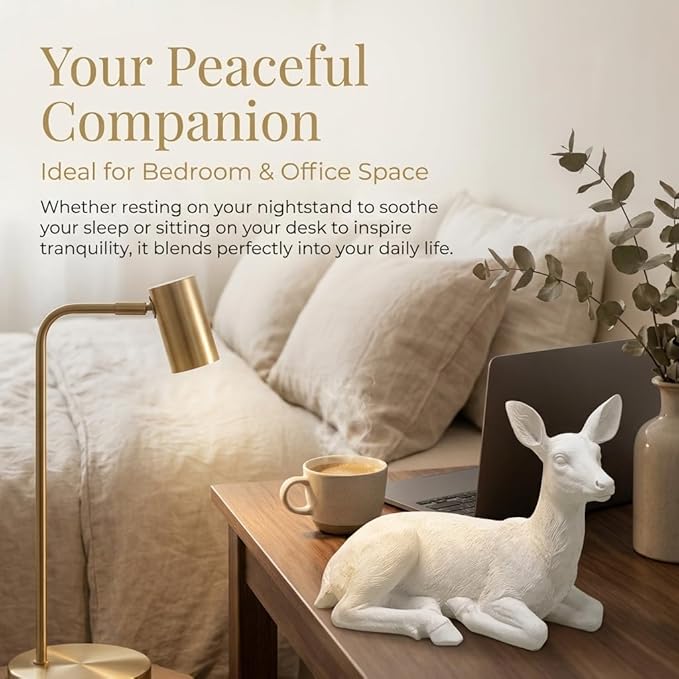 XTAPAN Resin Doe Statue Figurines Female Deer Animal Sculpture Gift Home Decor,Office or Outdoor Garden Statue Woodland Decoration White