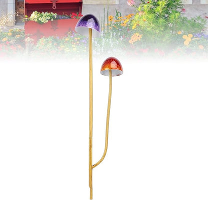 Diydeg Mushroom Garden Statue, Iron Construction Bright Colors Colorfast Mushroom Decor Simulated Mushroom Effortless Assembly Garden Decor Mushroom for Garden, Lawn