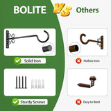 BOLITE Plant Hangers, 12 Inch Hanging Plant Brackets Outdoor or Indoor, Wall Hooks for Hanging Hummingbird Feeders, Bird Feeders, Planters, Lanterns, Wind Chimes, 2 Pack, Black, Gifts for Women Men