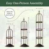 Plow & Hearth Metal Garden Obelisk | Indoor/Outdoor | Powder-Coated Steel | Trellis for Climbing | Floral Pattern | 11" Dia. x 8'H | Bronze