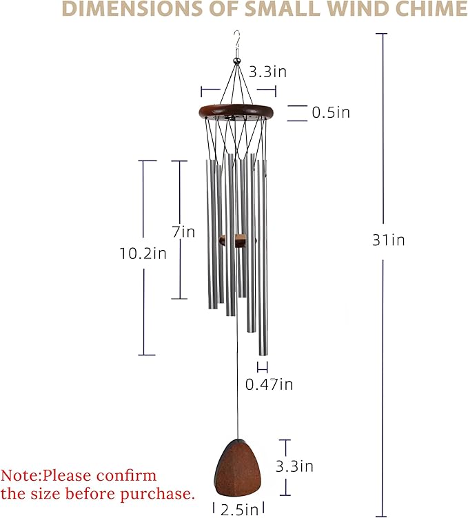 Wind Chimes for Outside Clearance,Aluminum Memorial Windchime Outdoor Suitable for Loss of Loved One Patio Decor Indoor Porch Balcony Garden Decor(Silver)