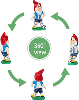 Outdoor Gnome Sculpture Soccer Garden Gnome Statue, 9.8 x 5.1 x 3.5 inches, Red Hat with Blue Jersey The for Football Enthusiasts