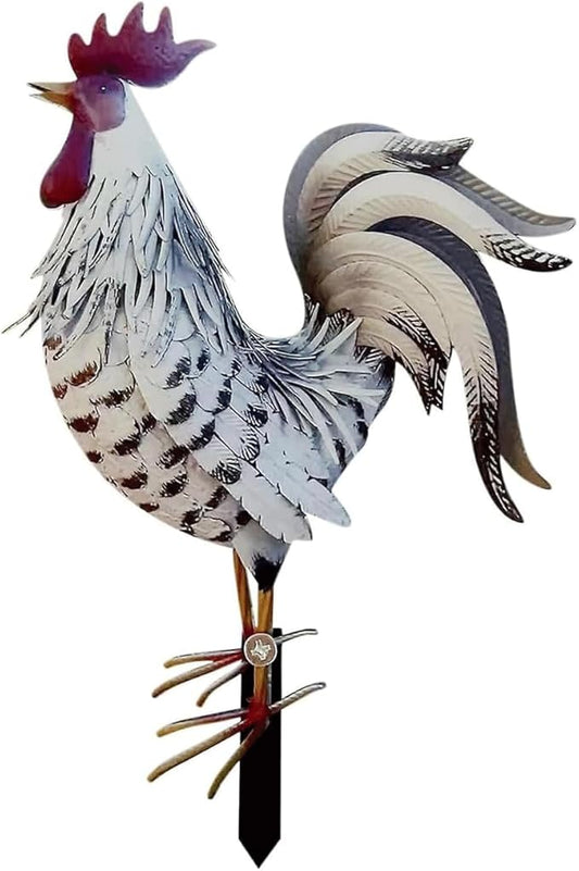 Garden Statues Metal Rooster Decor 12" Tall Indoor Outdoor Metal Rooster Yard Statue Decoration Outdoor Garden Statues Metal Chicken Yard Ornaments Decor