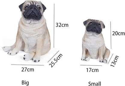 Garden Statues Realistic Lifelike Adorable Sitting Pug Dog Statue 8"/13" Tall Pet Pal Pugs Puppy Pup Dog Breed Collectible Resin Decor Figurine Yard Ornaments Decor