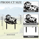 WADORN Cute Otter Metal Decorative Garden Stakes, Black Otter Outdoor Statues Silhouette Funny Wildlife Otters Lover Gifts Stakes Ornaments for All Season Yard Art Garden Patio Backyard Lawn Decors