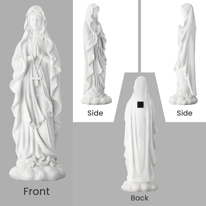 EROMMY 30.7 Inch Virgin Mary Praying Statue Outdoor Garden Religious Sculpture Magnesium Oxide Mary Statue for Yard Patio Lawn Home Entryway Hallway Decor (White)