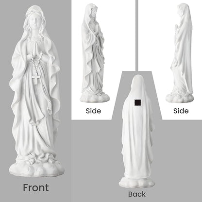 EROMMY 30.7 Inch Virgin Mary Praying Statue Outdoor Garden Religious Sculpture Magnesium Oxide Mary Statue for Yard Patio Lawn Home Entryway Hallway Decor (White)