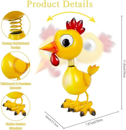 Metal Chicken Statue Garden Decor, Rooster Garden Statue, Chicken Rooster Decor Yard Art for Home Kitchen Outdoor Patio Lawn Decor