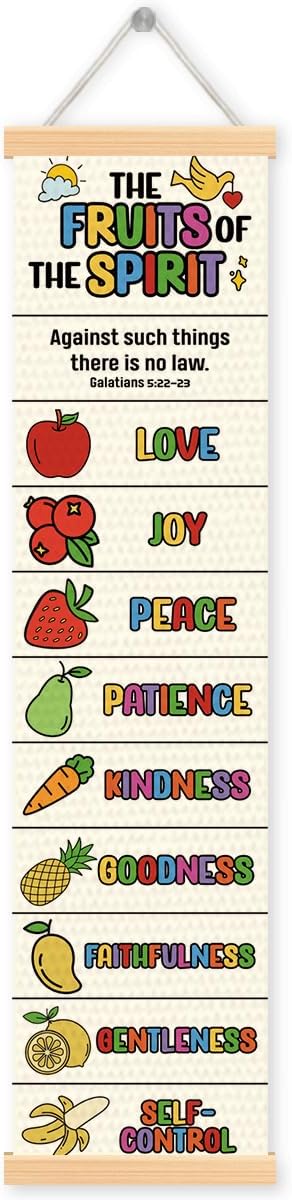 The Fruits of the Spirit Banner, Church Banner, Christian Rustic Hanging Door Flag, Farmhouse Decorations Outdoor Indoor, Church Activity Decor, Bible Lesson, Scripture and Words Decorations
