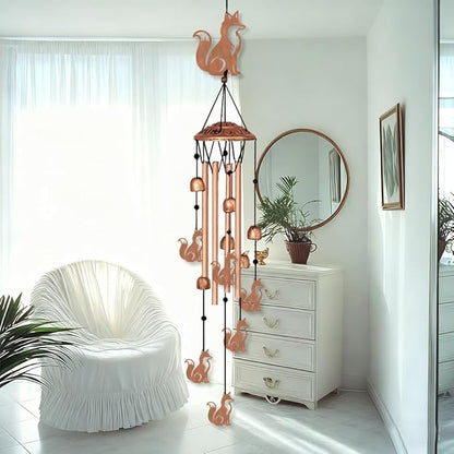 INFUNLY Fox Wind Chimes for Outside Animal Metal Wind Chime Aluminum Windchime Tubes Foxes Memorial Wind-Bell Retro Music Windchimes with Little Bells for Yard Garden Decor Housewarming Birthday Gift