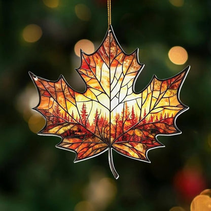 Stained Glass Acrylic Maple Leaf Ornament – Autumn & Christmas Tree Decoration 2026, Fall Harvest Sun Catcher, Nature-Themed Holiday Décor, Maple Leaf Gift for Home & Garden(Sun-14)