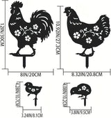 Metal Chicken Garden Decor Outdoor, Chicken Gifts for Women/Men/Chicken Lovers Gifts,Black Chicken Silhouette Statues Garden Decor for Outdoor Decor,Yard Art,Backyard,Patio,Lawn Ornaments (Black)
