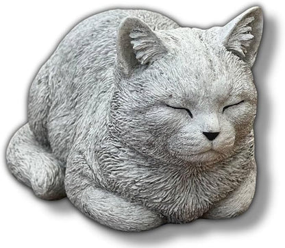 Garden Cat Statue Concrete Pet Memorial Gift Outdoor Sculpture Crouching Kitty Yard Figure Sympathy Gift for Pet Lovers Patio Ornament Cement Kitten Statuary