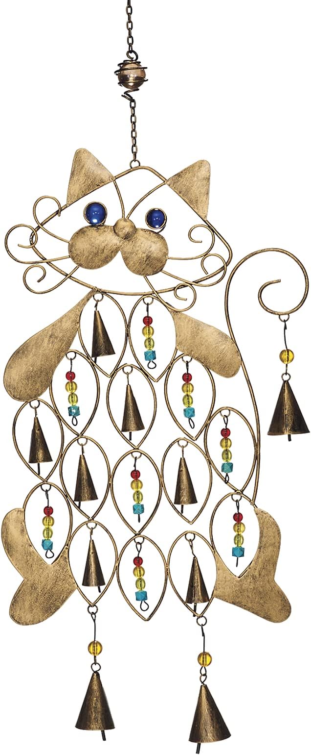 Cat Wind Chime, Indoor Décor or Outdoor Porch Patio, Memorial Gift for Cat Lover, Unique Hanging Decoration, 26” Long
