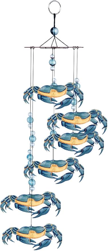 Sunset Vista Designs Kathy Hatch Great Outdoors Land and Sea Collection 18" Garden Wind Chime - Blue Crab