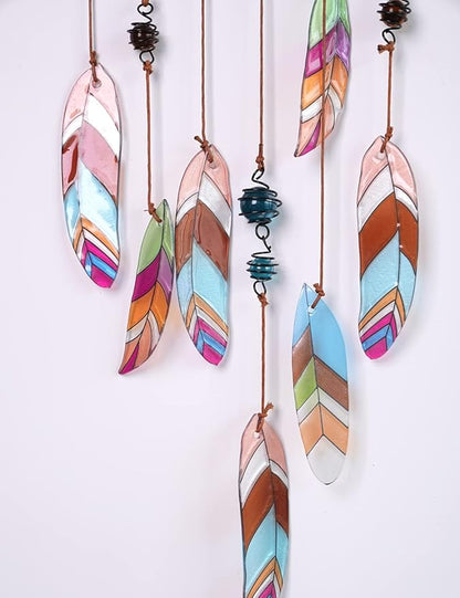 SEINHIJO Metal Arrow Wind Chimes Sandblasted Glass Decor Wall Art Memorial Gift for Outdoor Indoor Mom19.3 Inch