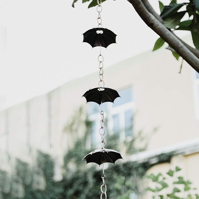TZSSP Rain Chain,6FT Umbrella Rain Chains,Adjustable Rain Catcher Chain for Outdoor Garden Decor，Replacement Downspout for Gutters