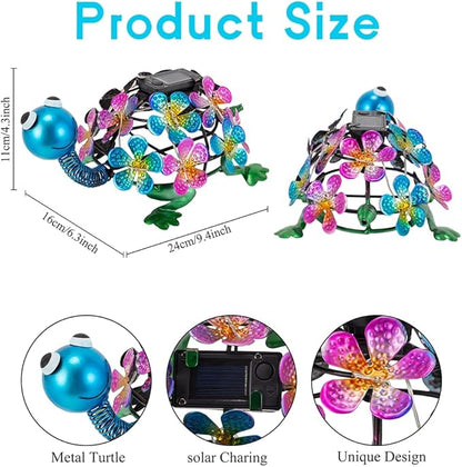 Solar Garden Turtle Statue Metal Yard Decorations Outdoor,Solar Turtles Figurine Lights Tortoise Ornament Lamps for Outside Yard,Lawn,Patio,Porch,Balcony
